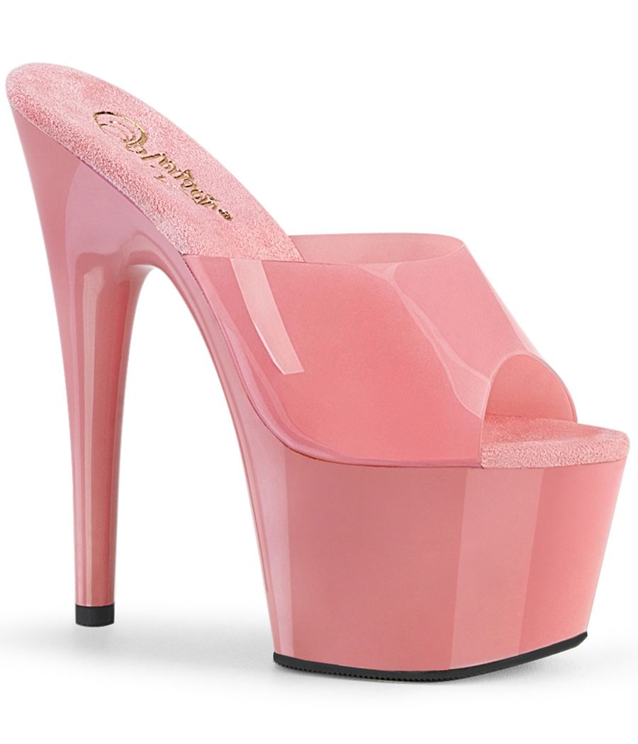 mules femme talon plateforme rose vernis sexy haut talon fétichiste