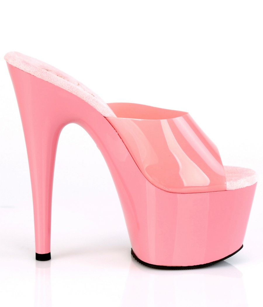 mules femme talon plateforme rose vernis sexy haut talon fétichiste