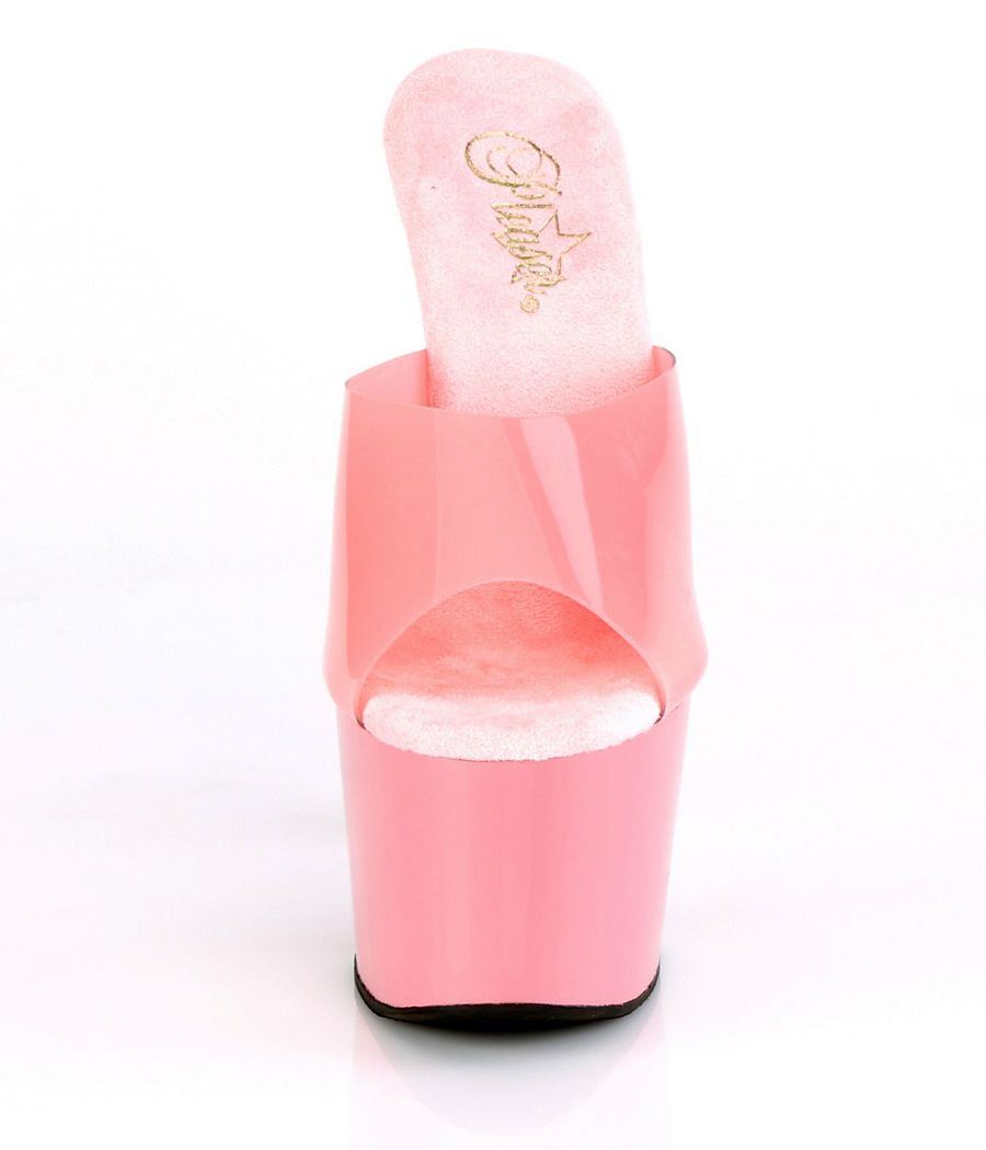 mules femme talon plateforme rose vernis sexy haut talon fétichiste