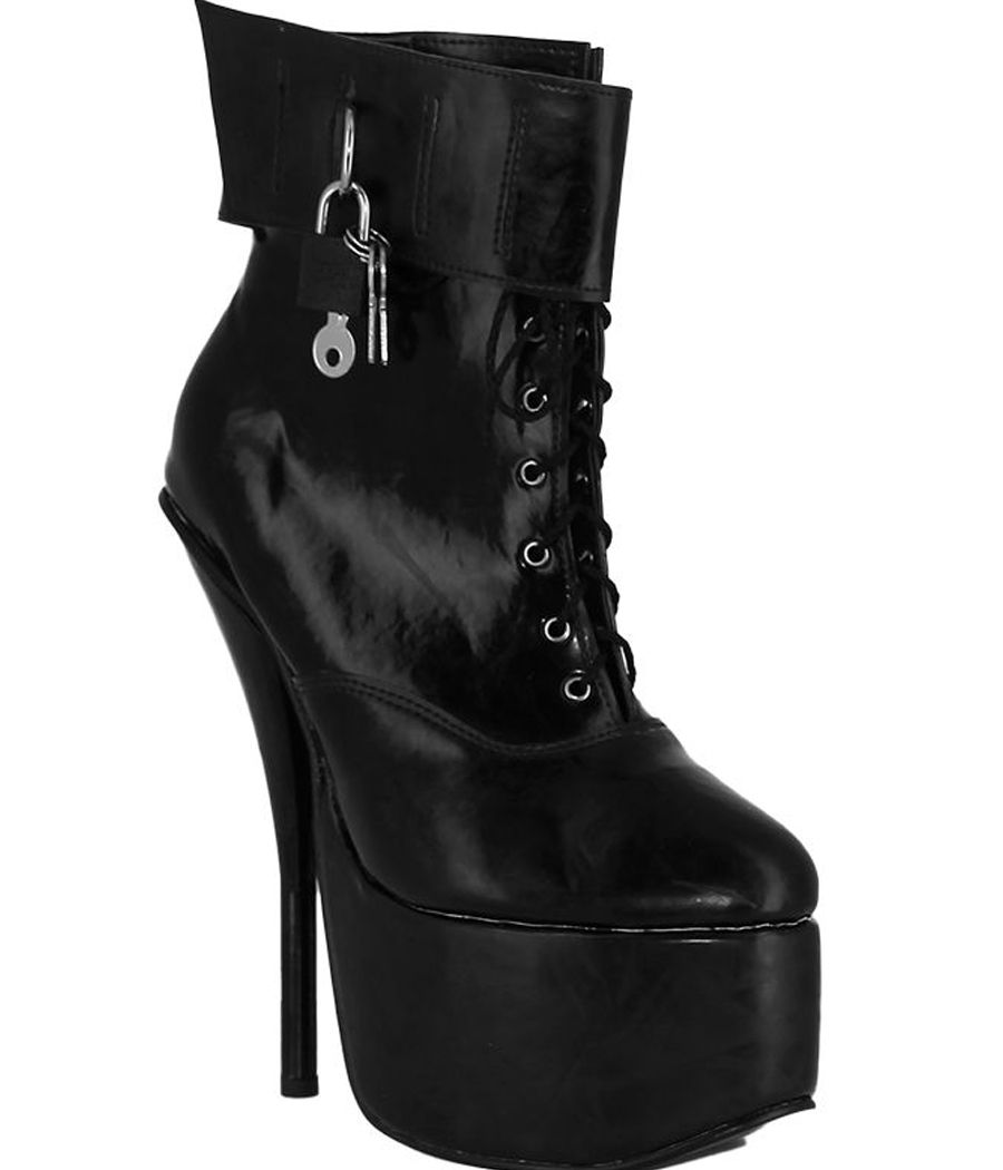 Bottines plateforme latex noir