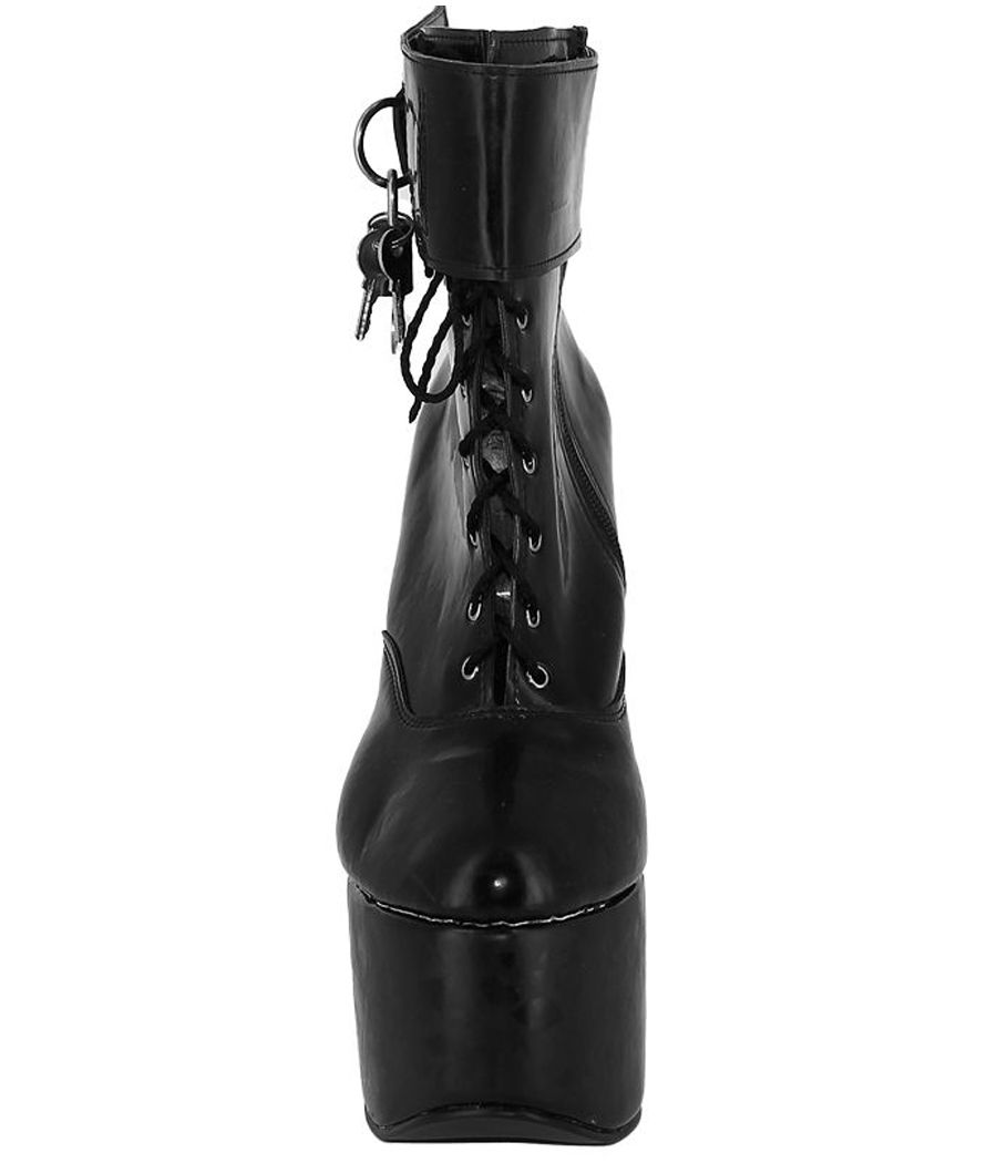 Bottines plateforme latex noir