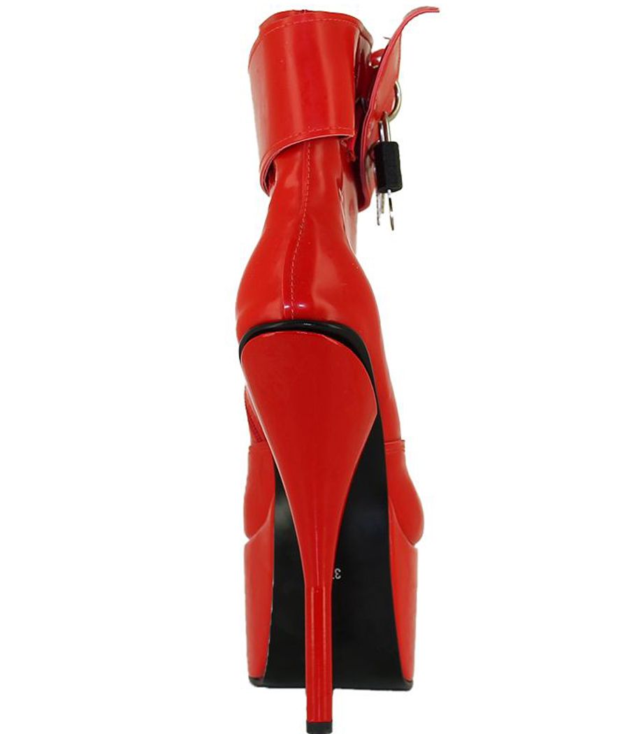 Bottines plateforme latex rouge