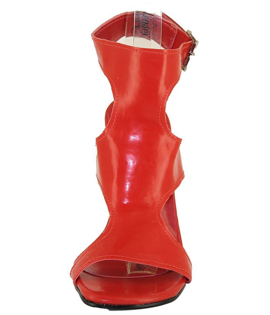 Sandale femme latex rouge