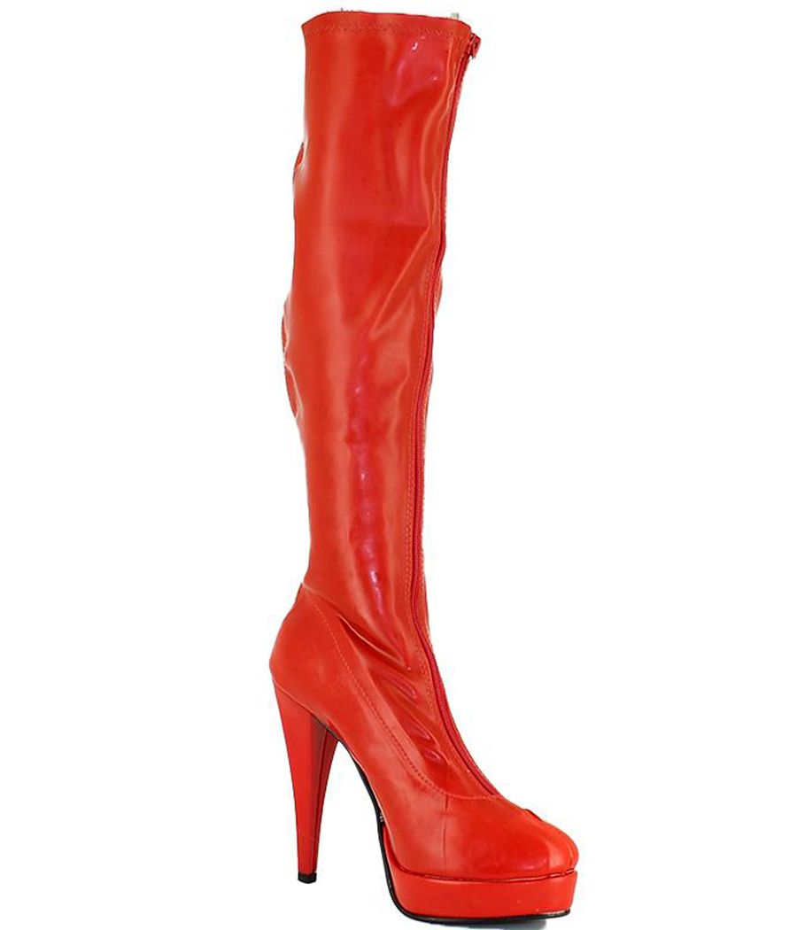 Botte femme latex rouge