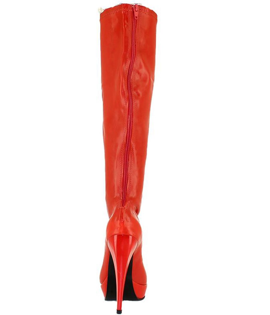 Bottes en latex rouge Hussy, vue d'ensemble