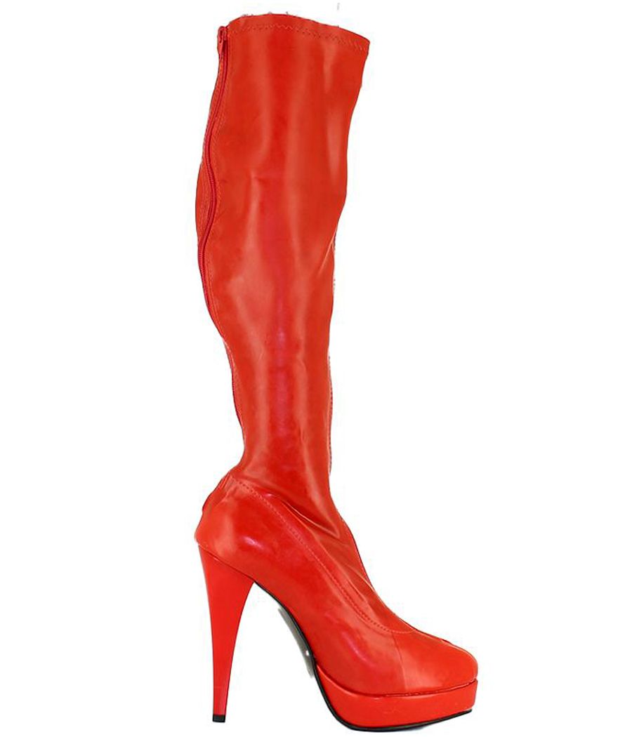 Bottes en latex rouge Hussy, vue d'ensemble