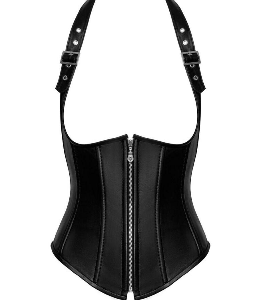 Corset dominatrice cuir noir