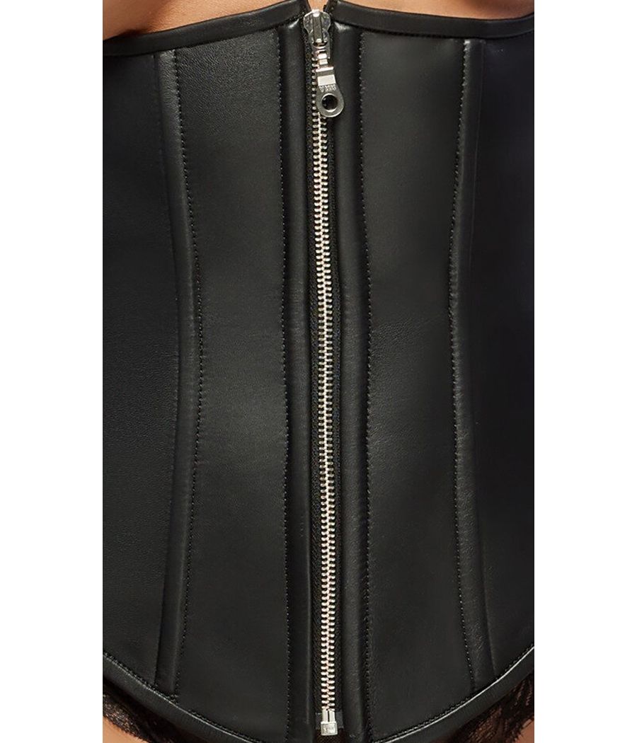 Corset dominatrice cuir noir