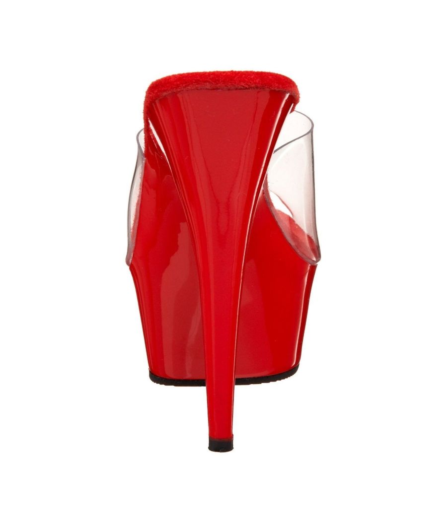 Mules transparentes et rouges