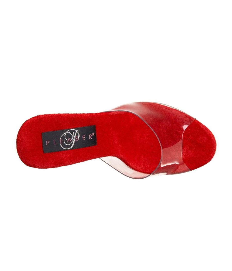 Mules transparentes et rouges
