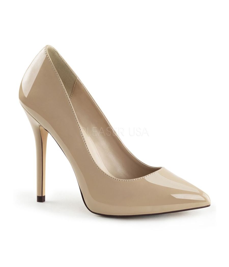 Escarpin caramel vernis talon fin