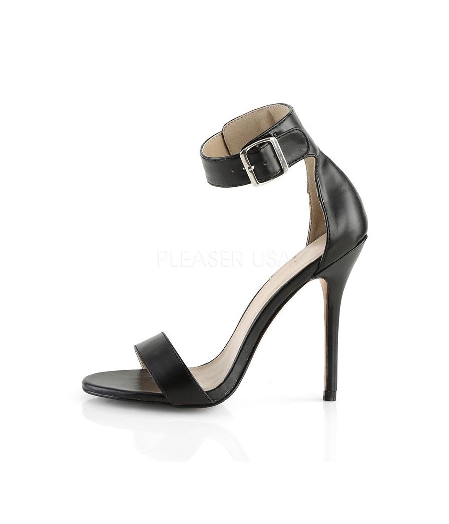 Sandale noire large bride talon haut
