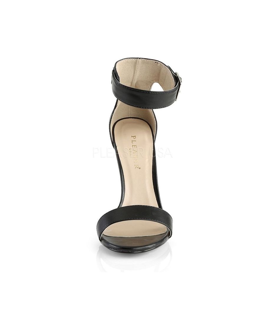 Sandale noire large bride talon haut