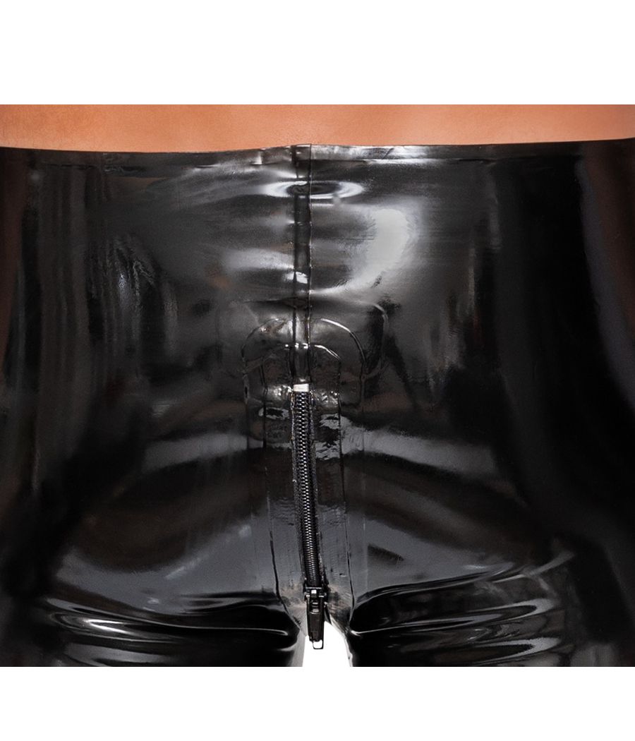 Sous-vêtement latex masculin zip entrejambe.