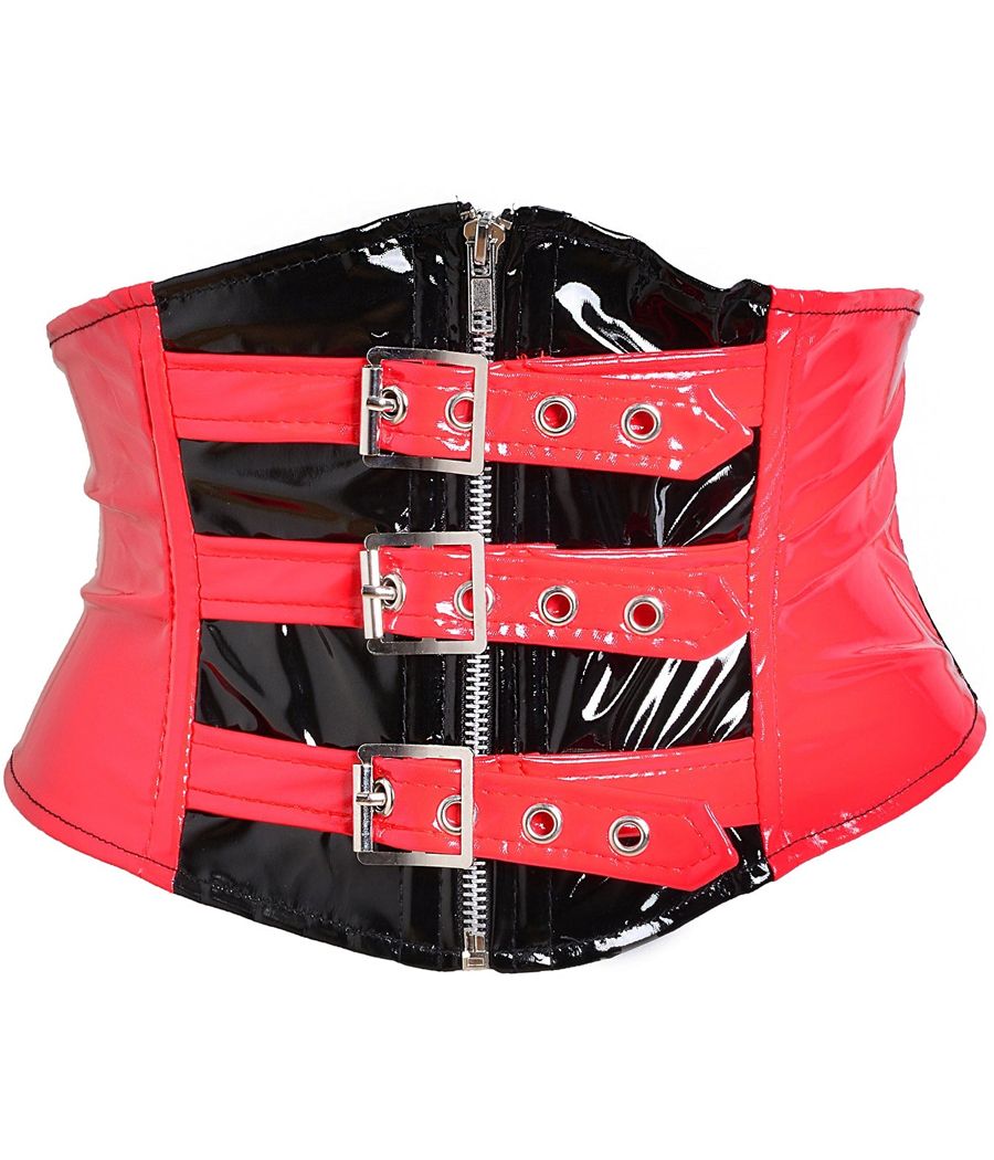 Modèle portant ceinture vinyle rouge sexy. Modèle portant ceinture vinyle rouge sexy.