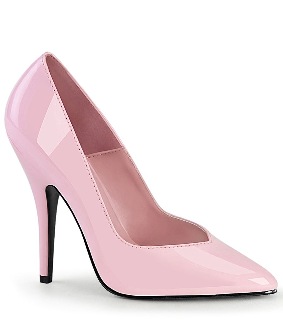 Escarpins Pleaser talon haut rose vernis.