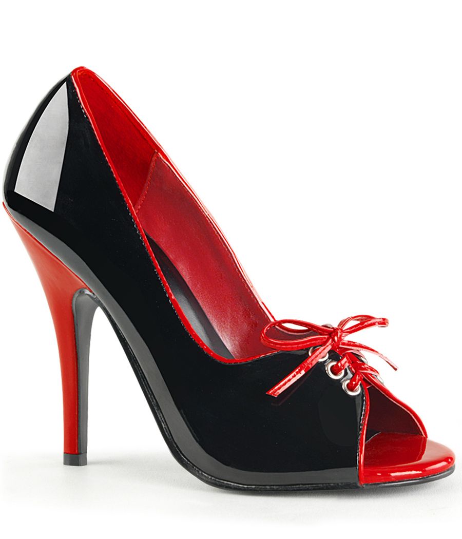Escarpin Peep Toe noir et rouge
