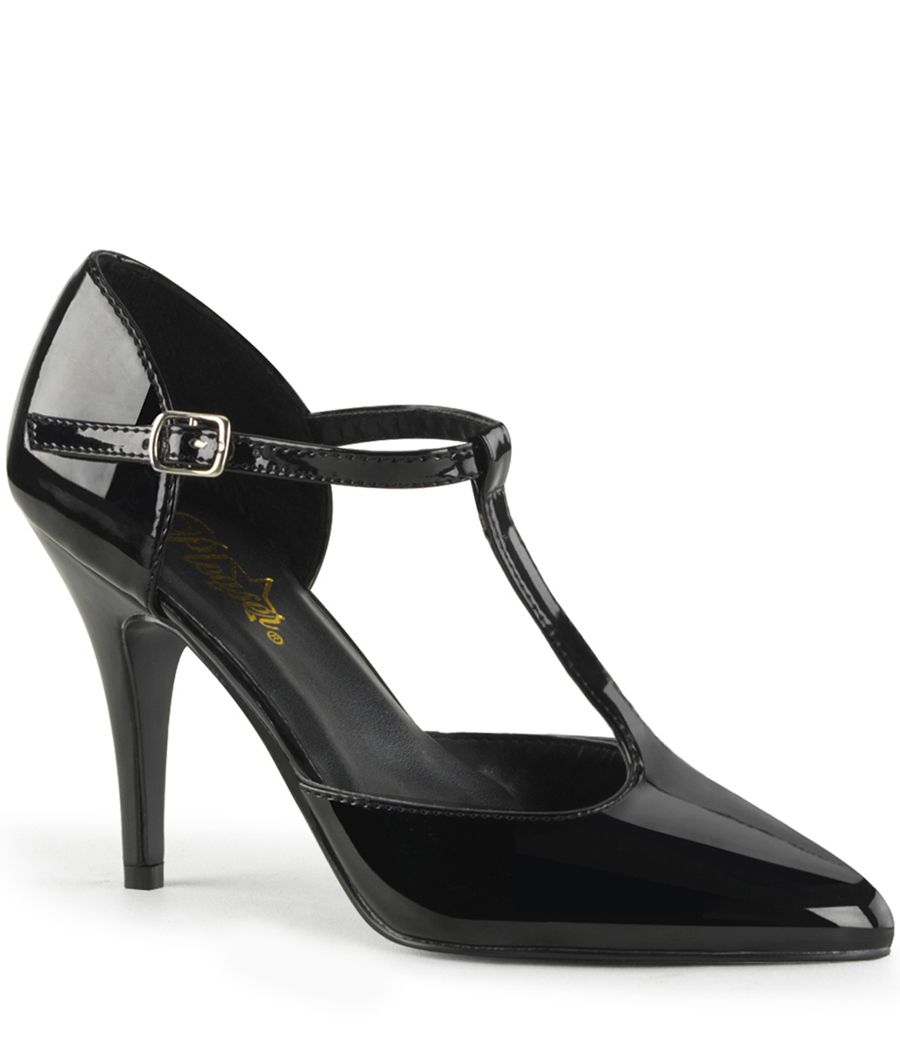 Escarpin Pleaser Vanity-415 noir verni, style Salomé.