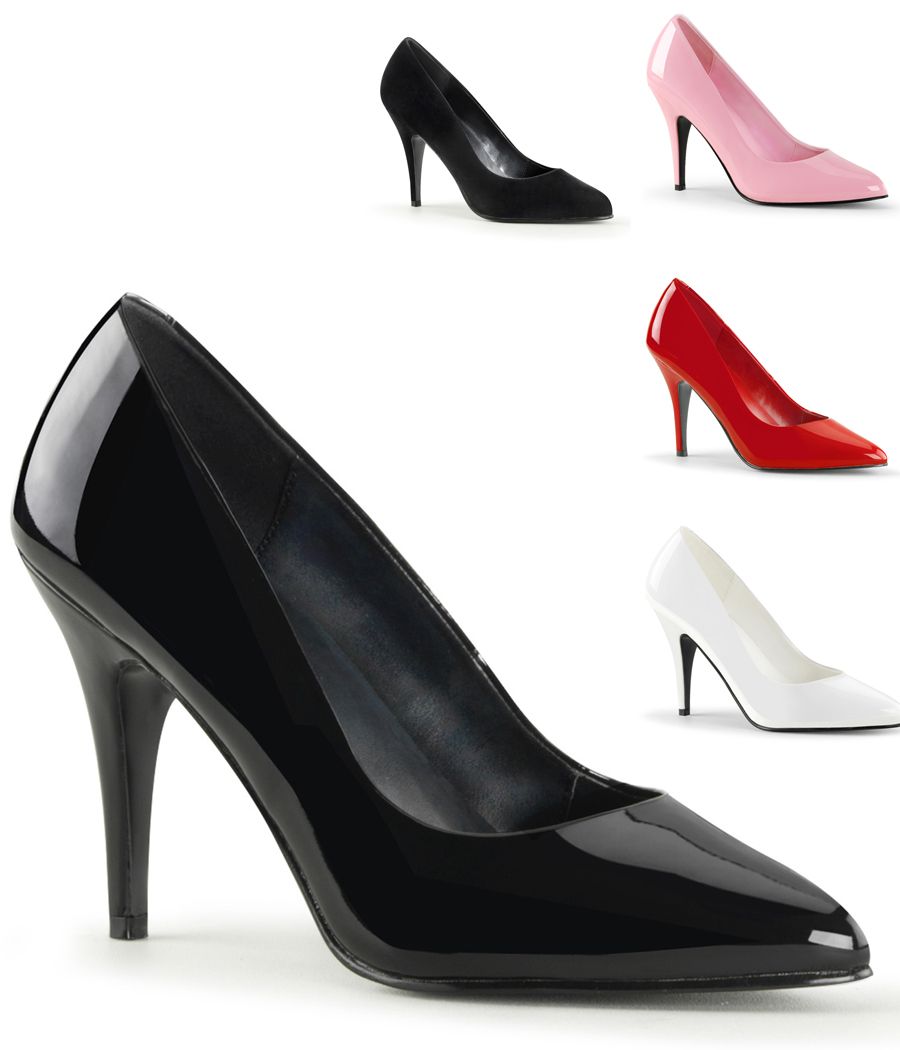 Escarpin Pleaser Vanity-420 verni, coupe classique.