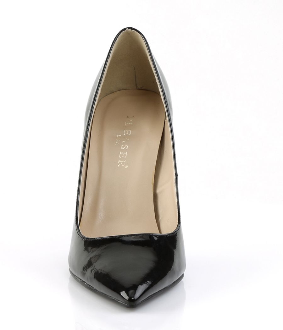 Escarpin Pleaser Classique-20 noir verni, bout pointu.