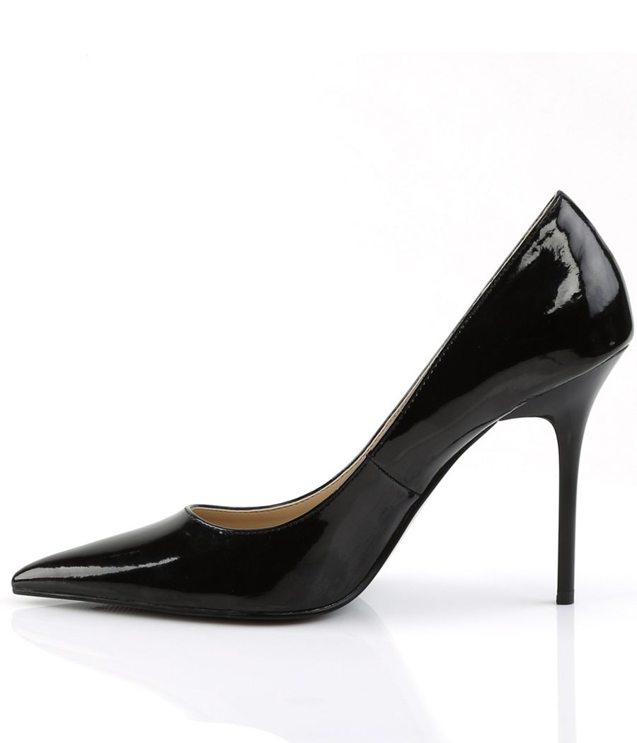 Escarpin Pleaser Classique-20 noir verni, bout pointu.