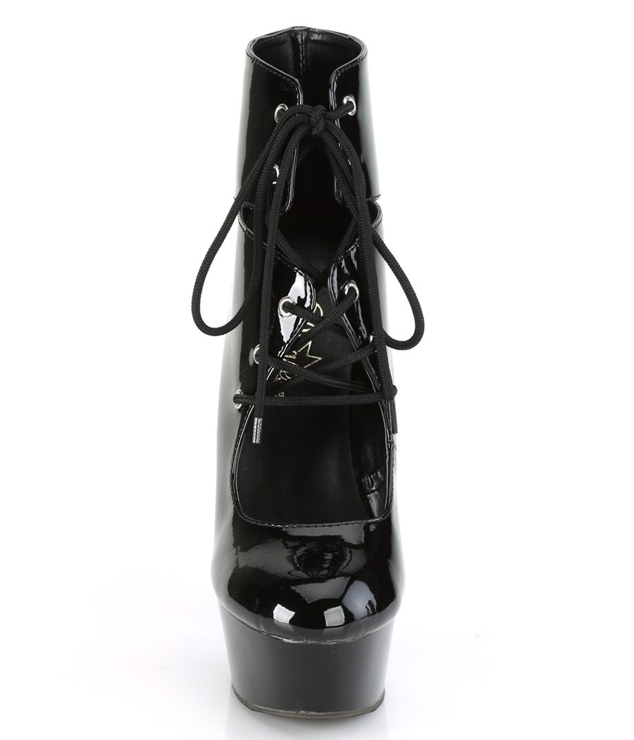 Chaussures BDSM DELIGHT-600-22, bottine ajourée, lacets frontaux sexy.