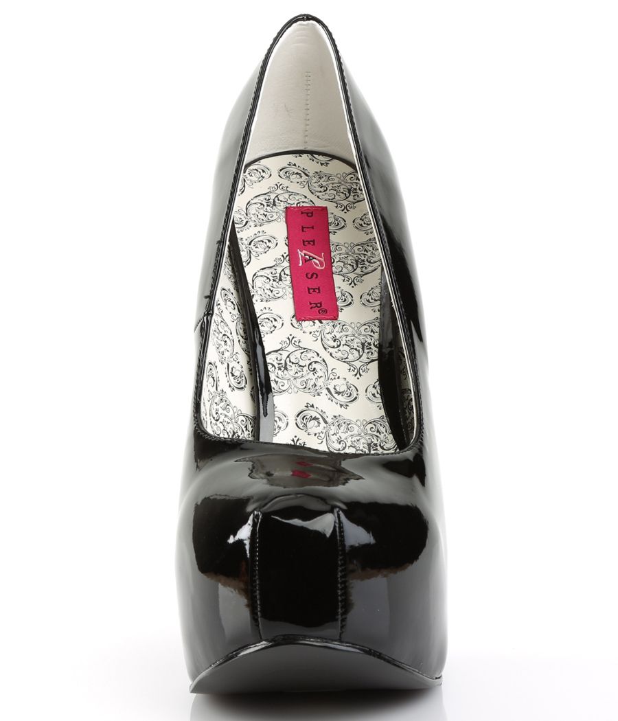 Escarpin Pleaser TEEZE-06W noir verni grande taille, Mary Jane rétro.