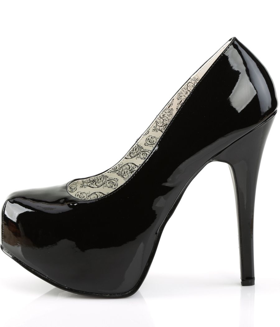 Escarpin Pleaser TEEZE-06W noir verni grande taille, Mary Jane rétro.