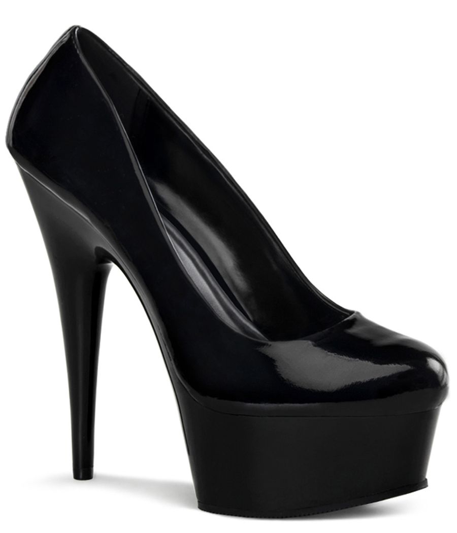 Escarpin Pleaser DELIGHT-685 noir verni, talon aiguille 15cm.