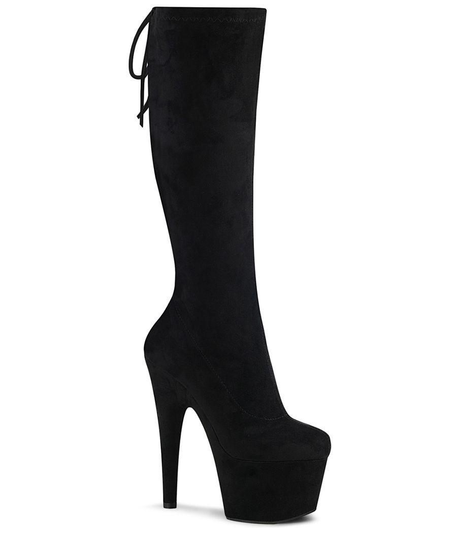 Botte velours noir talon plateforme
