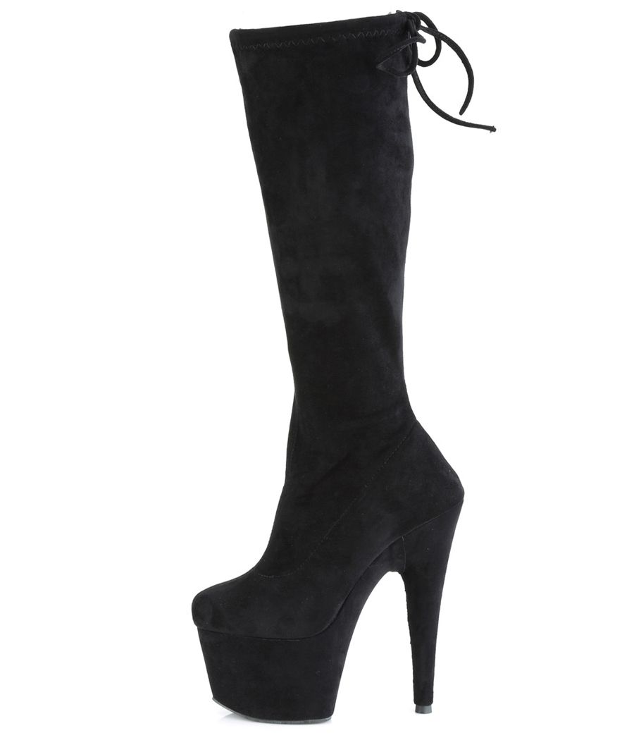 Détail du laçage arrière et de la matière en velours des bottes ADORE-2008.