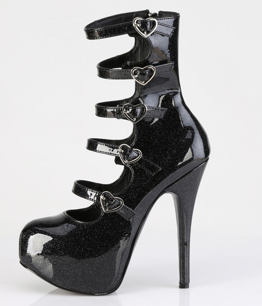 TEEZE-23 en PVC pailleté, chaussures drag queen, glamour.