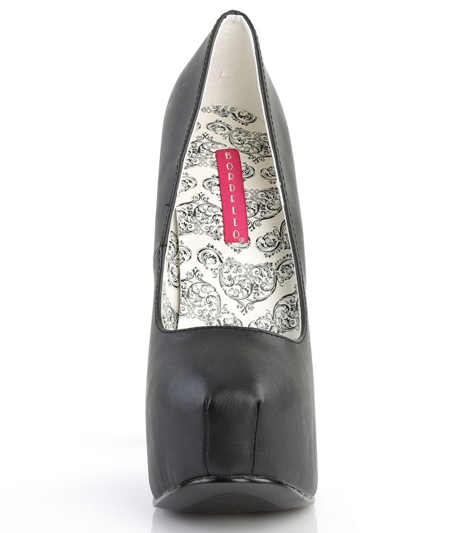 Escarpin Bordello TEEZE-06 noir verni, motif relief.