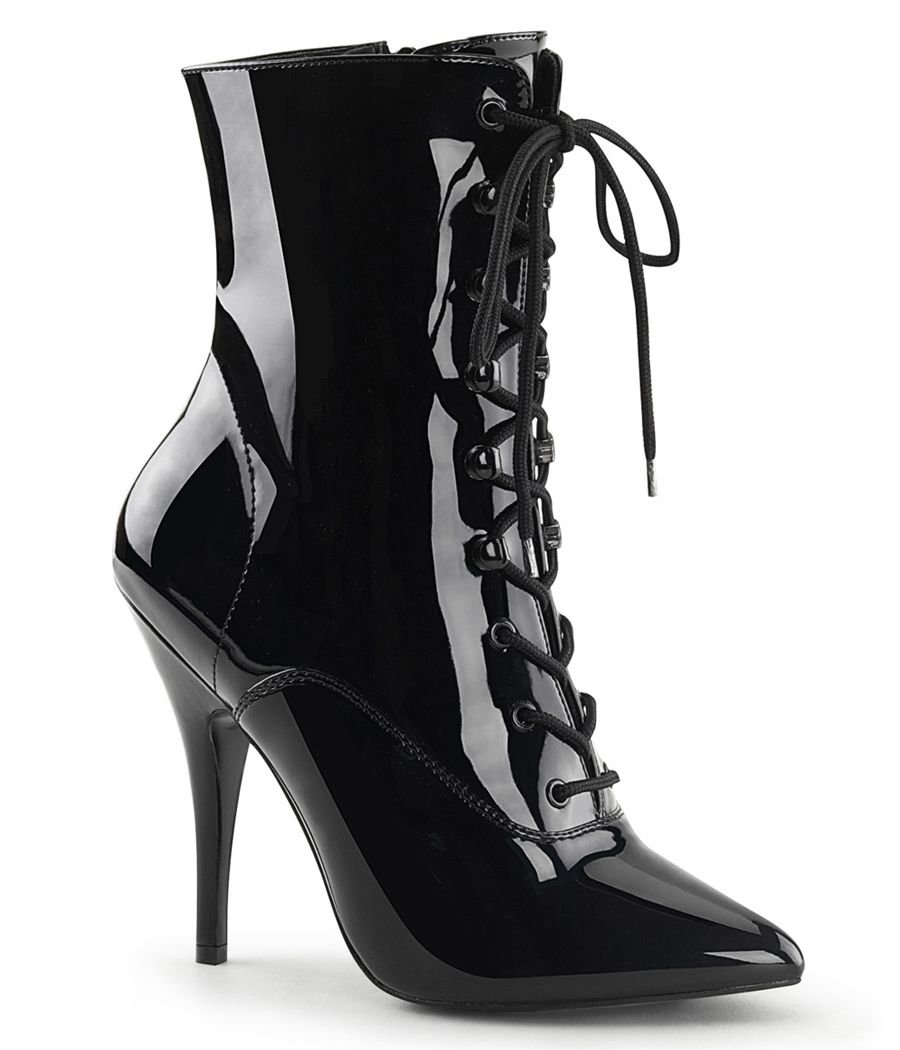 Détail du laçage et du talon des bottines fétichistes SEDUCE-1020. Détail du laçage et du talon des bottines fétichistes SEDUCE-1020.