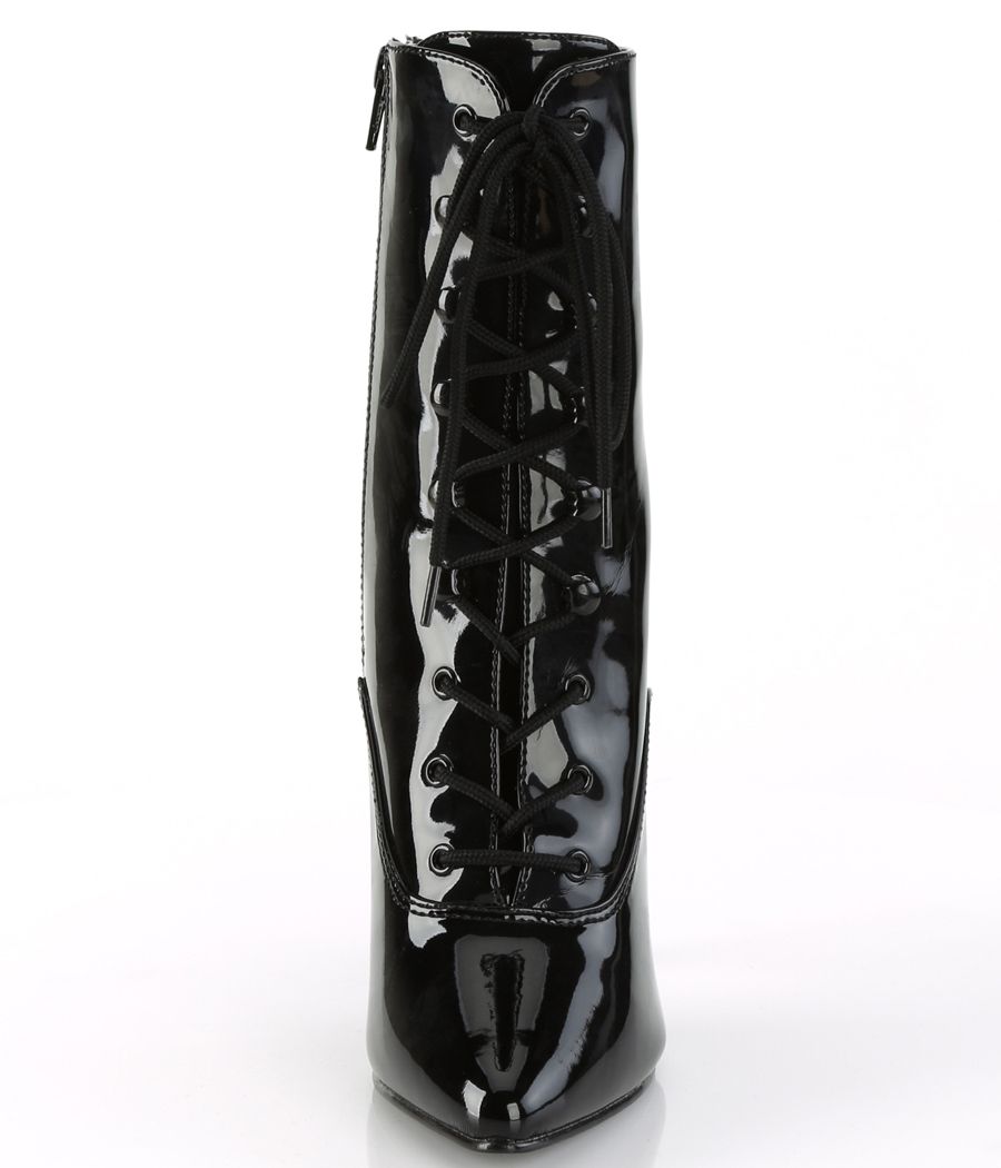 Bottines Pleaser SEDUCE-1020 en noir vernis à lacets.