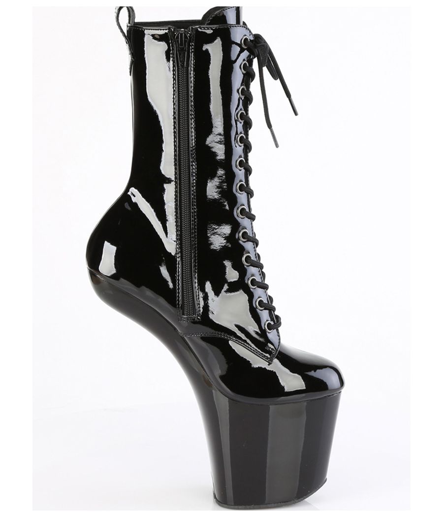 Bottines Pleaser CRAZE-1040 heelless noires vernis.