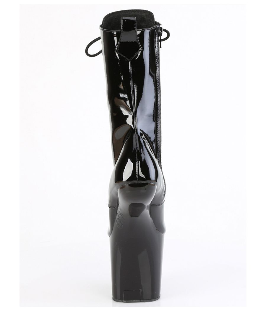 Bottines Pleaser CRAZE-1040 heelless noires vernis.