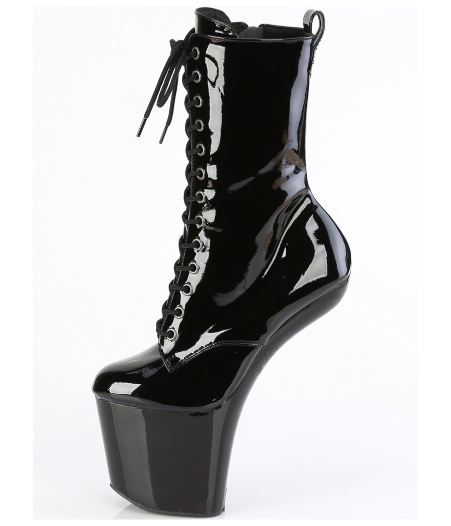 Bottines Pleaser CRAZE-1040 heelless noires vernis.