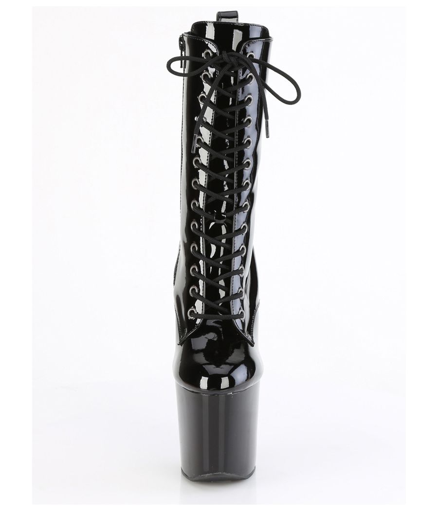 Bottines Pleaser CRAZE-1040 heelless noires vernis.
