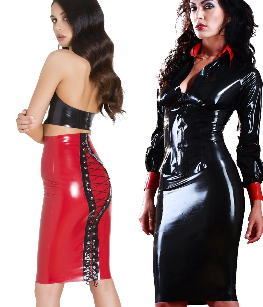 Jupe en latex à laçage pour tenue BDSM.