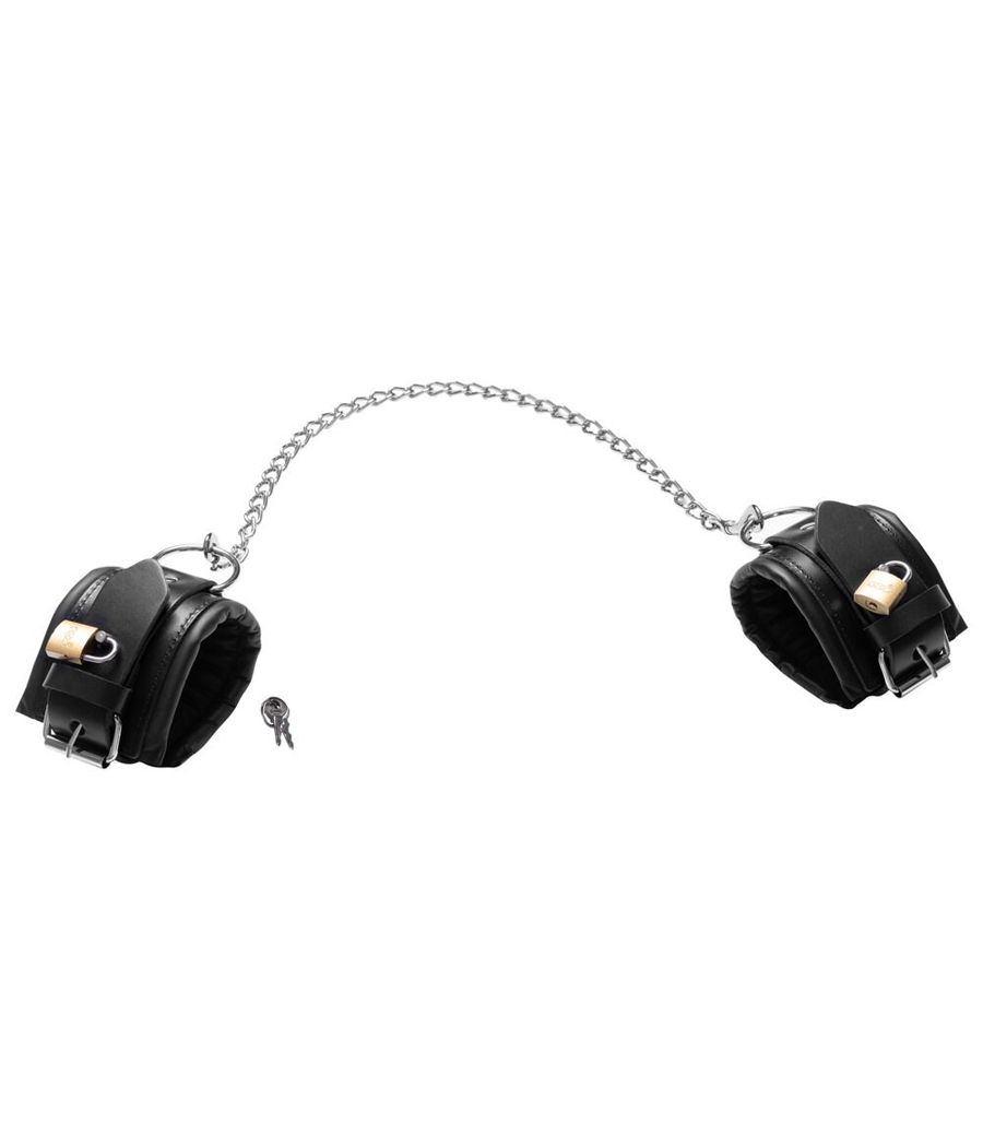 Menottes de cheville en cuir noir, bondage BDSM Zado
