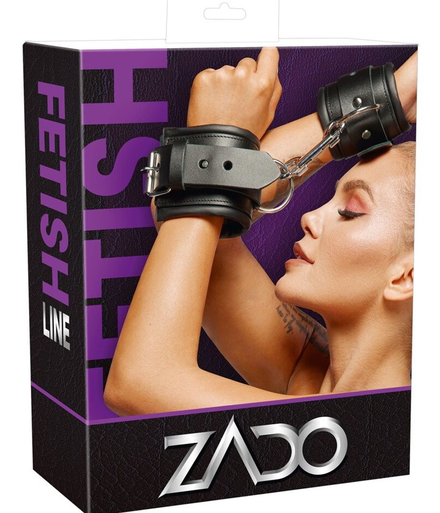 Menottes BDSM en cuir noir Zado