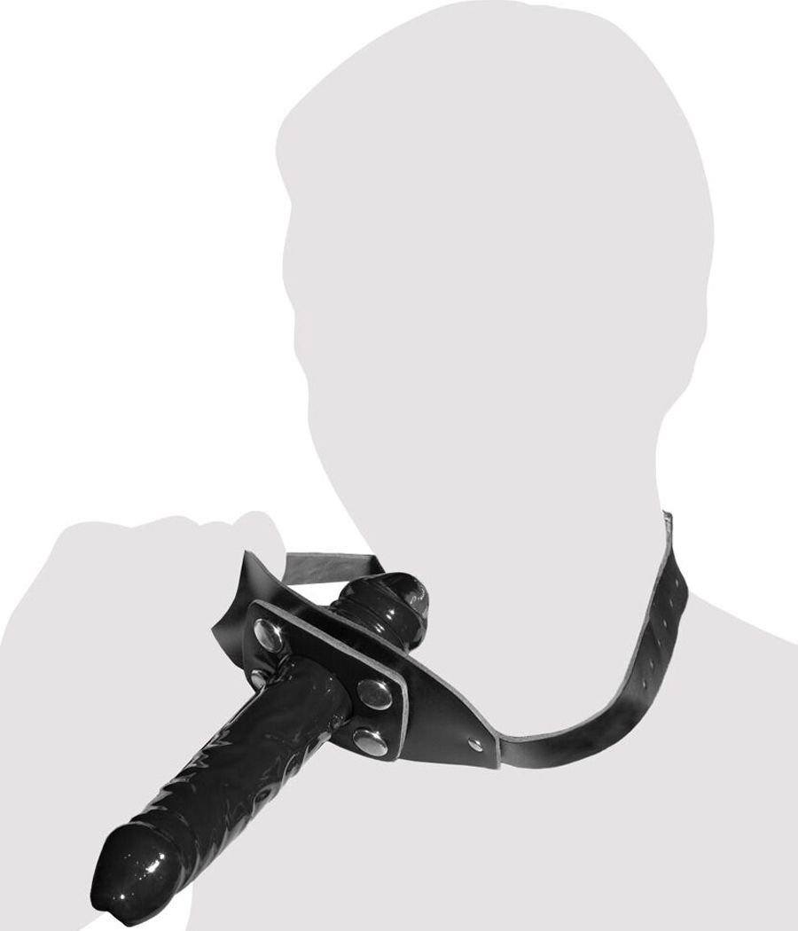 Gode en latex noir et bâillon de silence