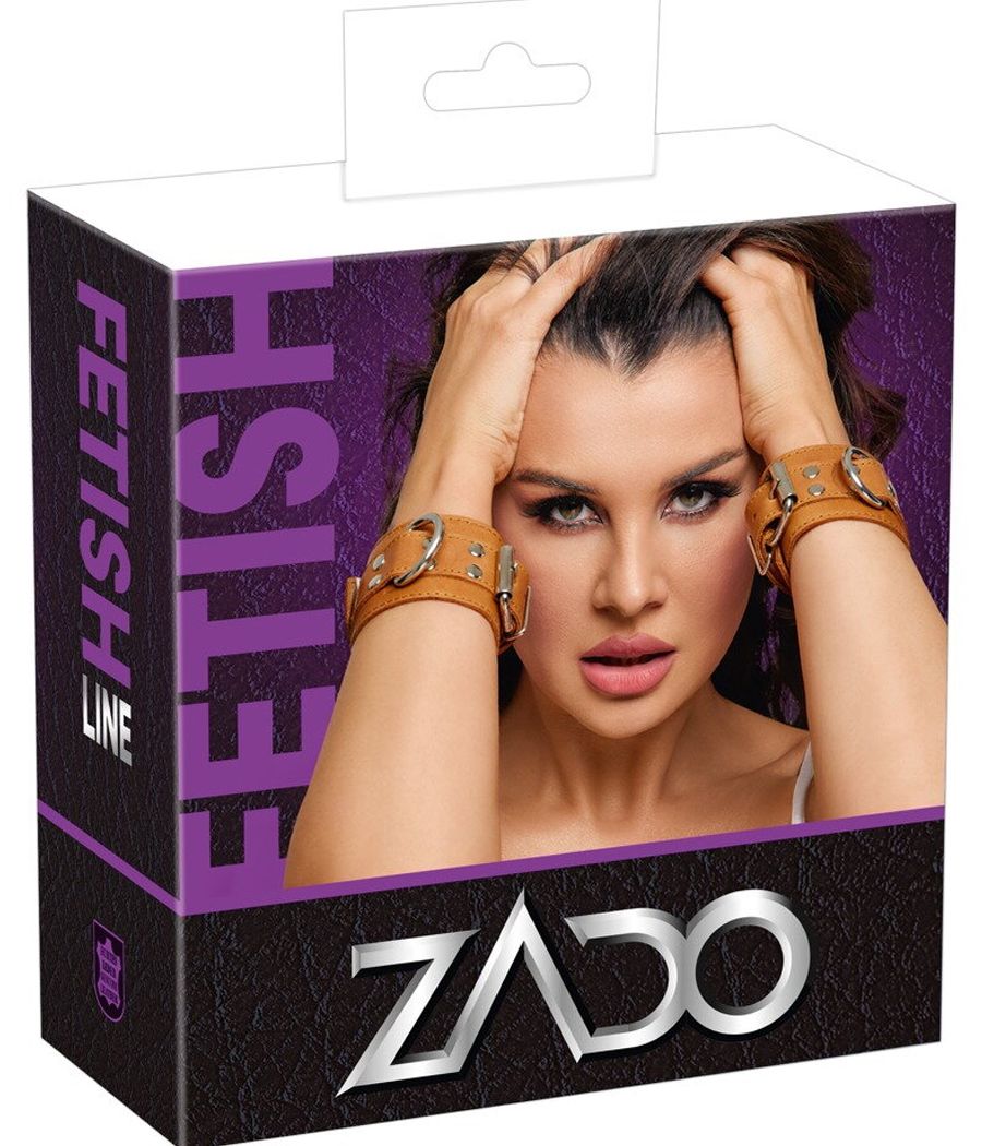 Menottes de poignet en cuir caramel Zado
